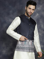 Jompers Men's Printed Nehru Jacket - Black