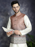Jompers Men's Printed Nehru Jacket - Brown