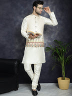 Jompers Men's Printed Nehru Jacket - Golden