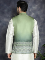 Jompers Men's Printed Nehru Jacket - Green