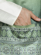 Jompers Men's Printed Nehru Jacket - Green