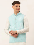 Jompers Men's Sky Embroidered Nehru Jackets