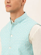 Jompers Men's Sky Embroidered Nehru Jackets