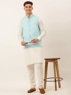 Jompers Men's Sky Embroidered Nehru Jackets