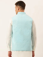 Jompers Men's Sky Embroidered Nehru Jackets