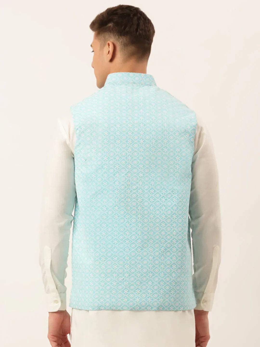 Jompers Men's Sky Embroidered Nehru Jackets