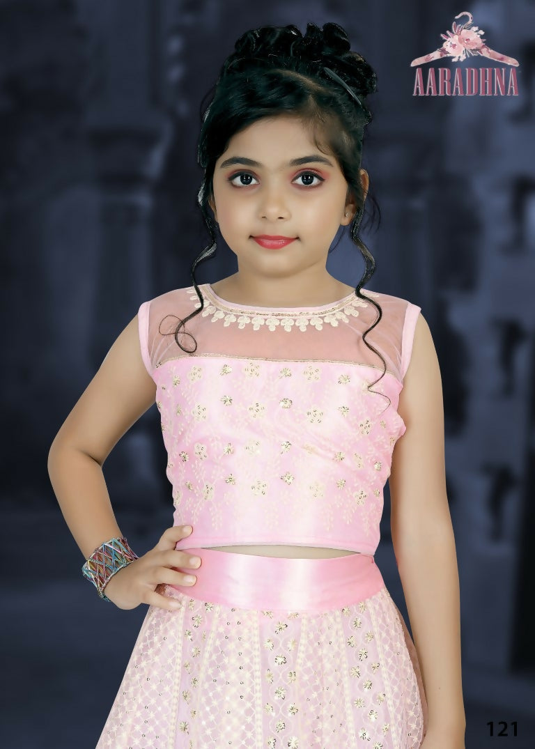 Wedding Designer Dark pink Net Kidswear Lahenga - Aaradhna