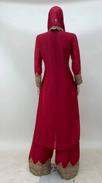 Lorenvalley Fashion Pink Chinon Embroidery With Sequince Work Salwar Kameez Stitched