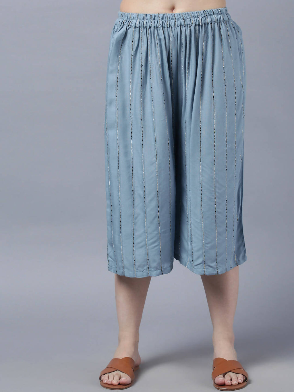 Myshka Stylish Grey Viscose 3/4 Sleeve Women's Kurta Palazzo Set - Distacart
