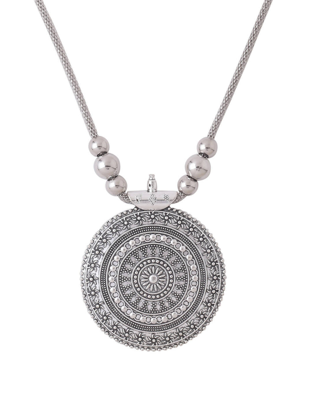 NVR Women's Elegant Silver Oxidised Brass Necklace