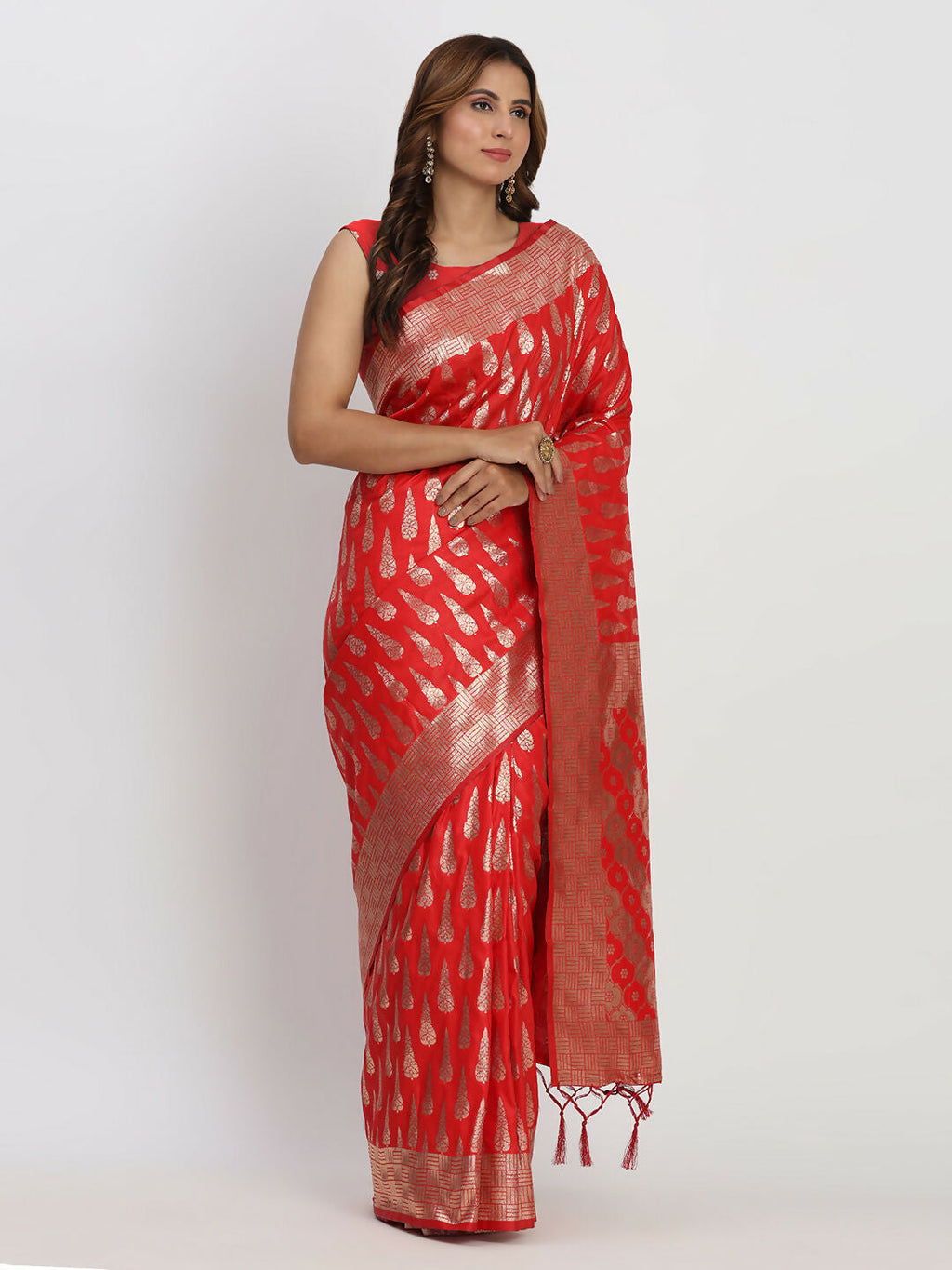 Shree Shyam Fashion Banarasi Silk Red Saree - Distacart
