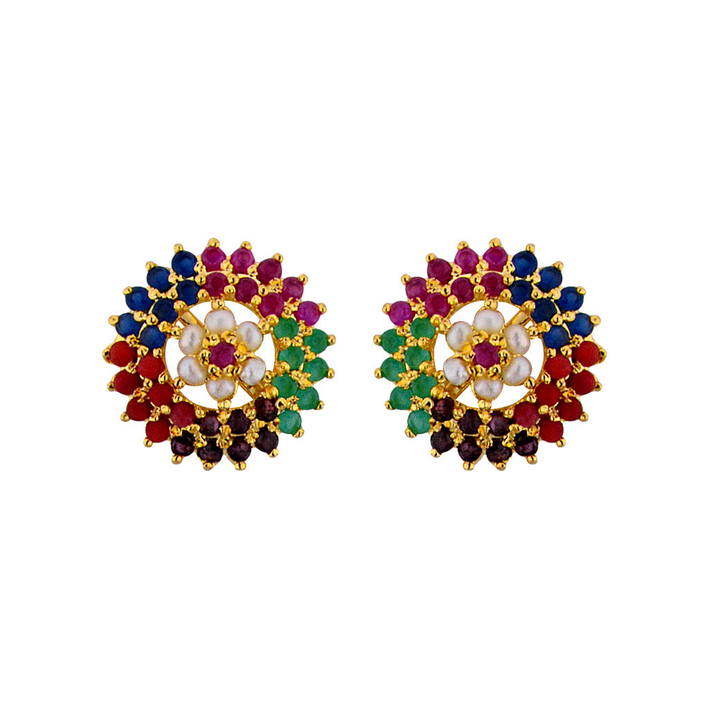 J Pearls Multi Colour Studs - Real Pearl Jewelry - Distacart