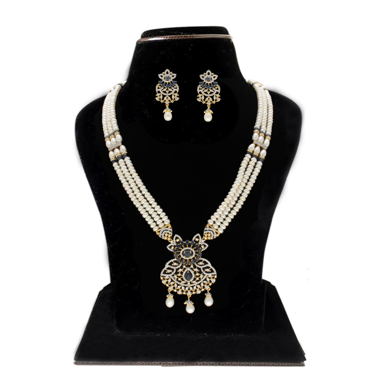 J Pearls Heena 3 Lines Rani Haar Necklace