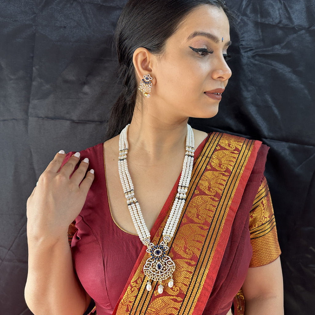 J Pearls Heena 3 Lines Rani Haar Necklace