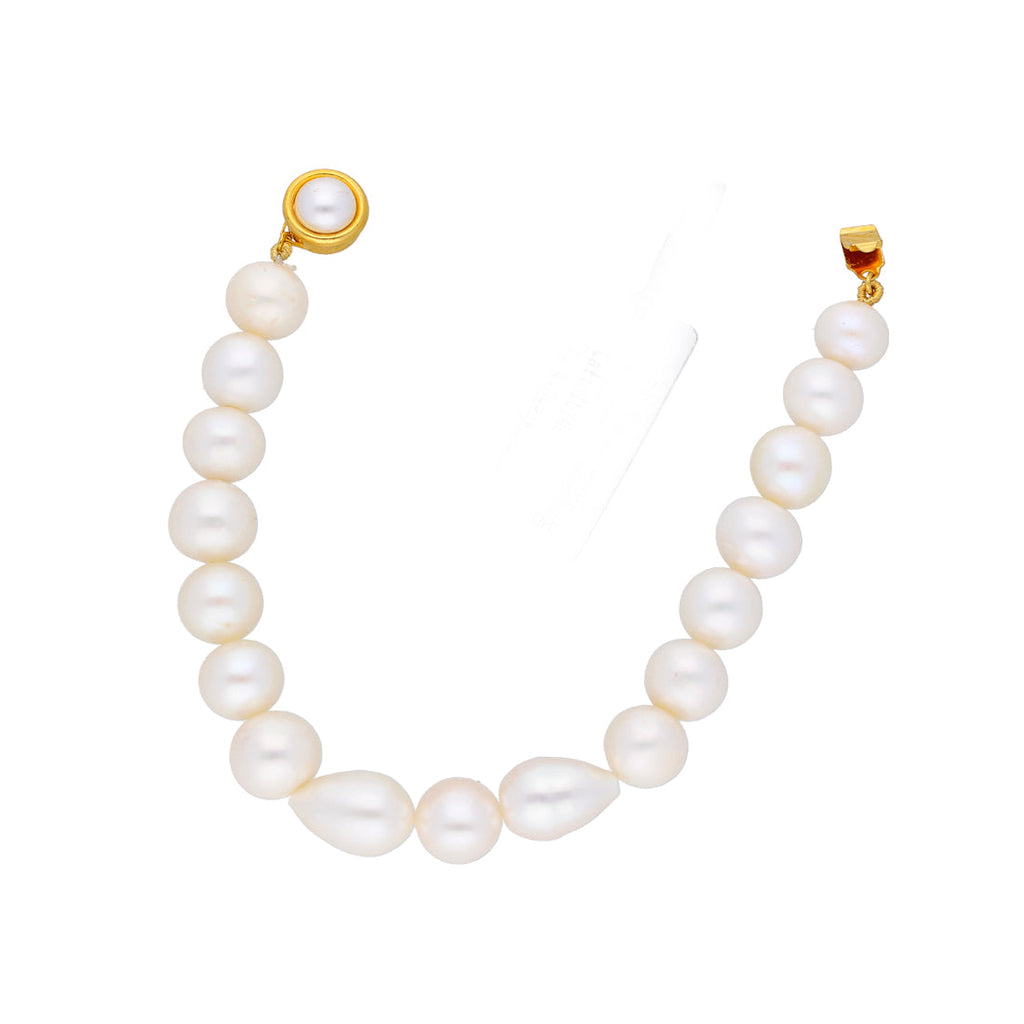 J Pearls Single Line White Pearl Bracelet - Real Pearl Jewelry - Distacart