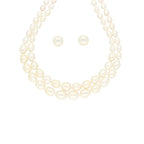 J Pearls 2 Lines Oval Pearl Necklace - Real Pearl Jewelry - Distacart