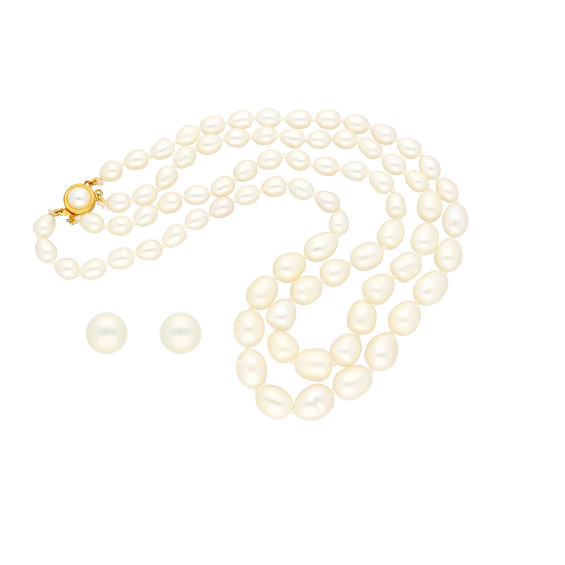 J Pearls 2 Lines Oval Pearl Necklace - Real Pearl Jewelry - Distacart