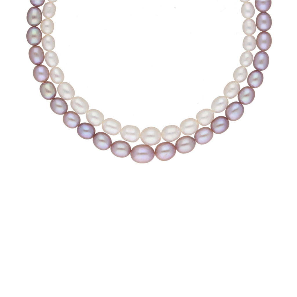 J Pearls Pahal 2 Lines Pearl Necklace Set - Real Pearl Jewelry - Distacart