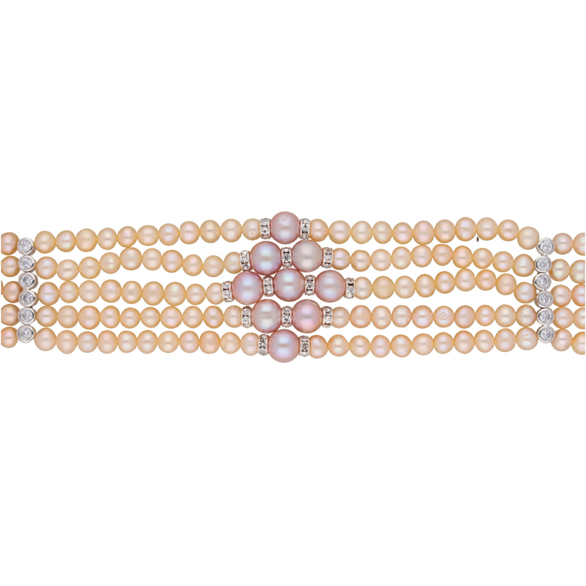 J Pearls Jaahnavi 5 Lines Round Pearl Choker - Real Pearl Jewelry - Distacart