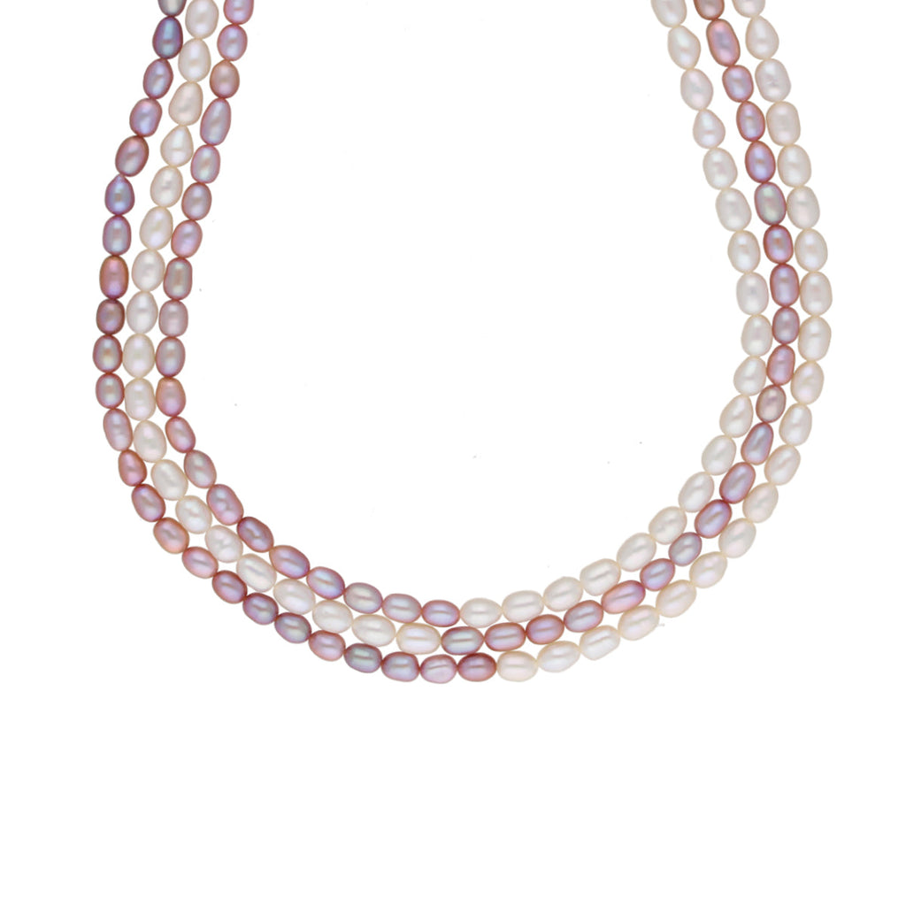 J Pearls Abhi 3 Lines Pearl Necklace Set - Real Pearl Jewelry - Distacart