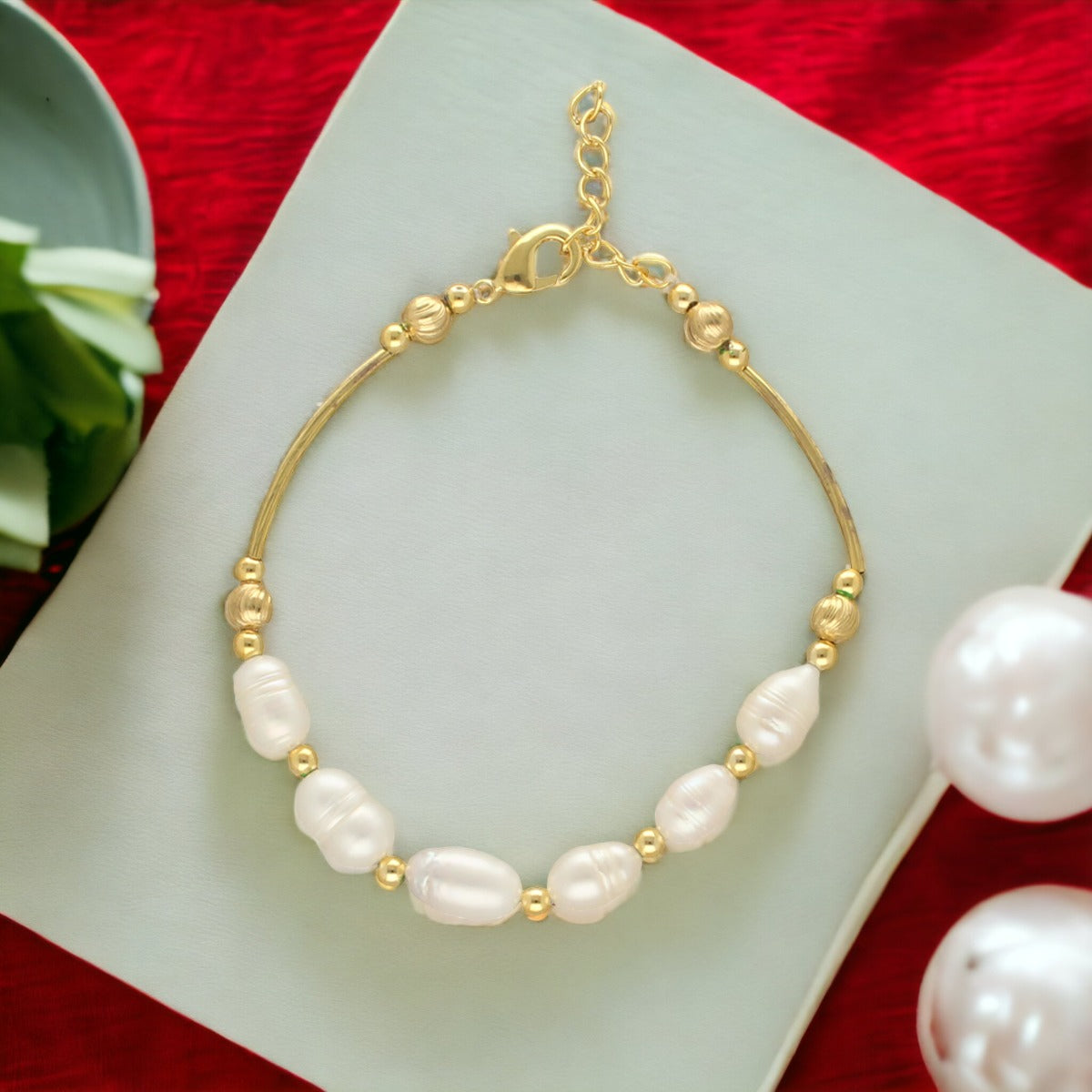 J Pearls Zenia 1 Line Pearl Bracelet - Distacart