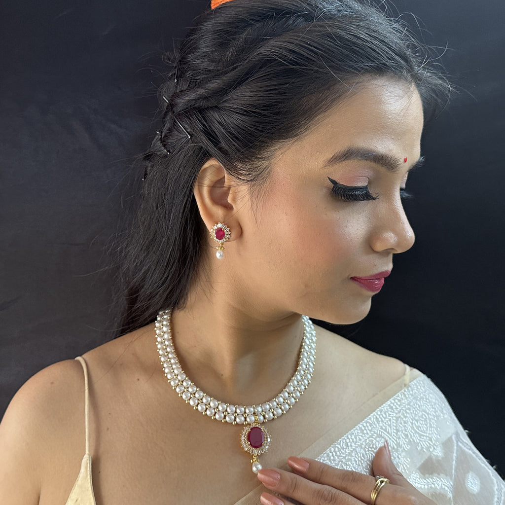 J Pearls Falak 2 Lines Pearl Necklace
