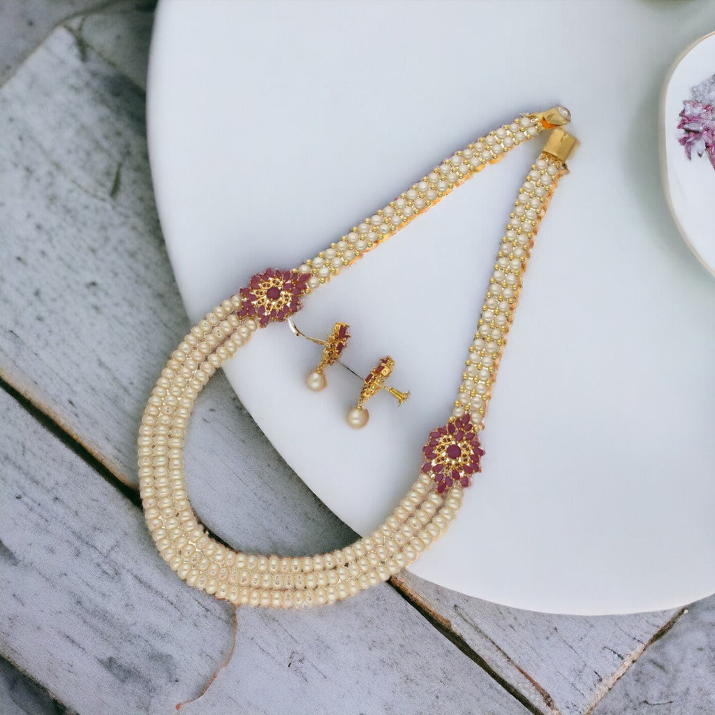 J Pearls Fani 3 Lines Pearl Necklace