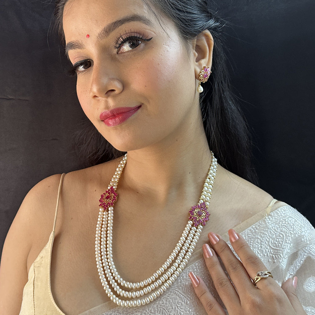 J Pearls Fani 3 Lines Pearl Necklace