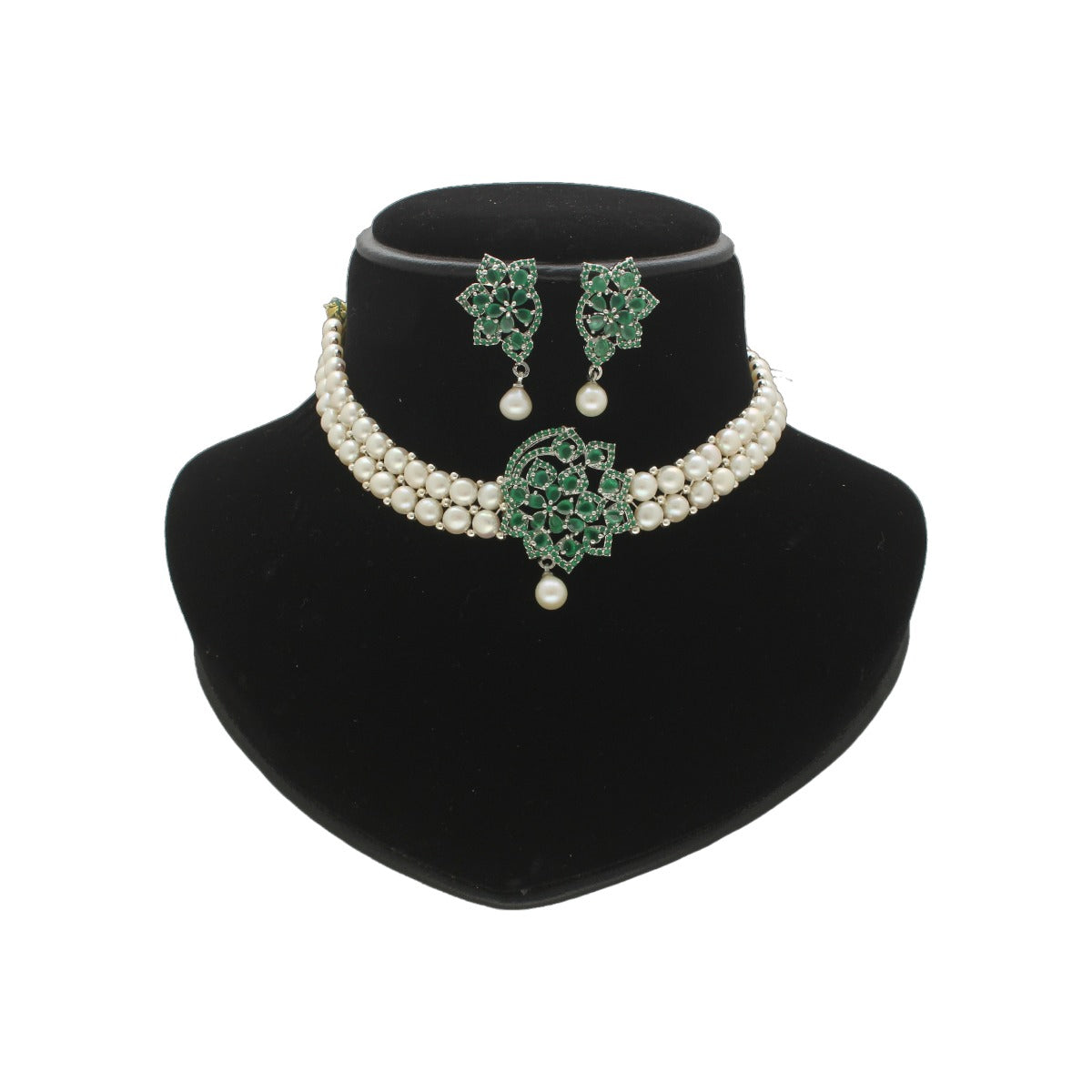 J Pearls 2 String White Pearl Choker