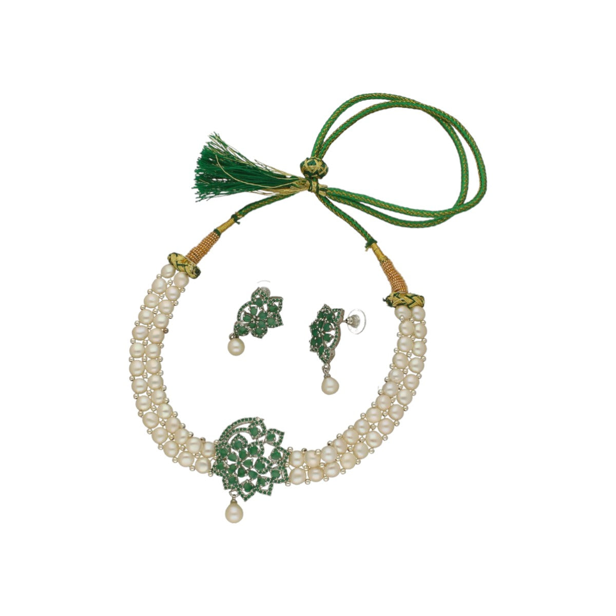 J Pearls 2 String White Pearl Choker