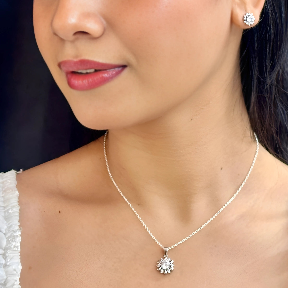 J Pearls Modern 925 Silver Pendant Set