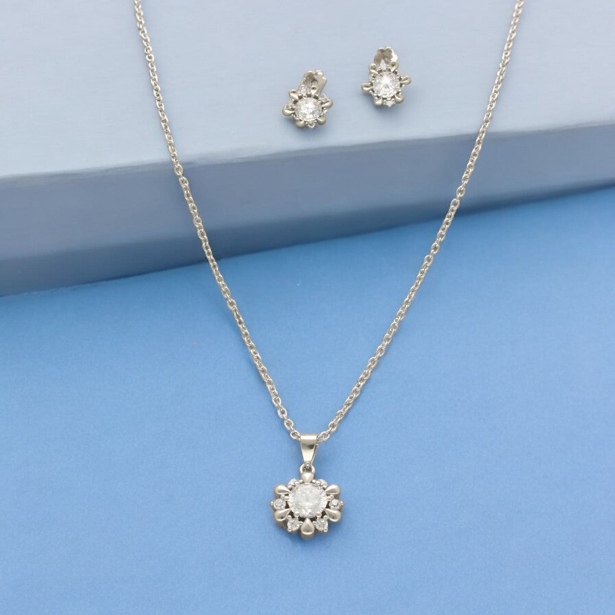 J Pearls Modern 925 Silver Pendant Set