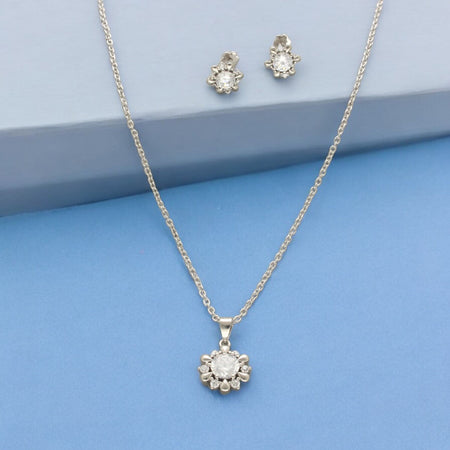 J Pearls Modern 925 Silver Pendant Set