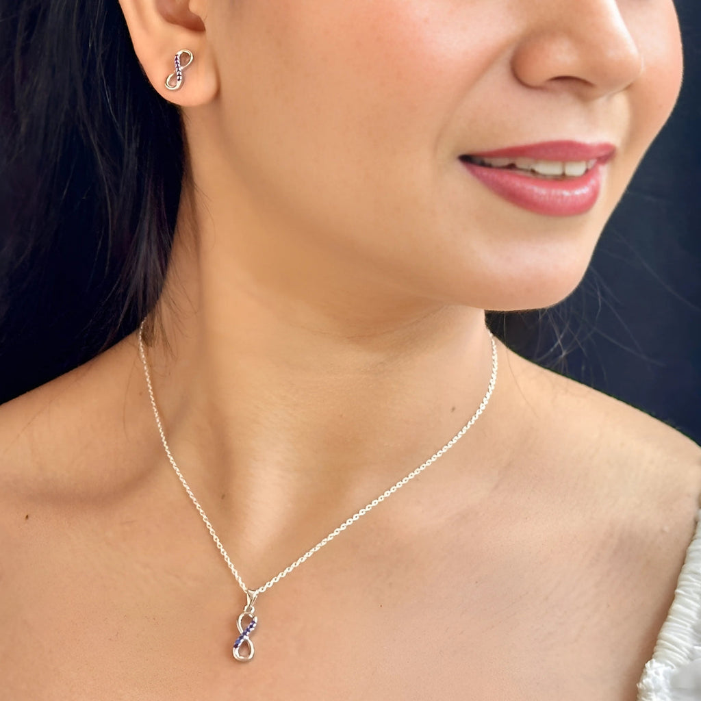 J Pearls Artistic 925 Sterling Silver Pendant Set