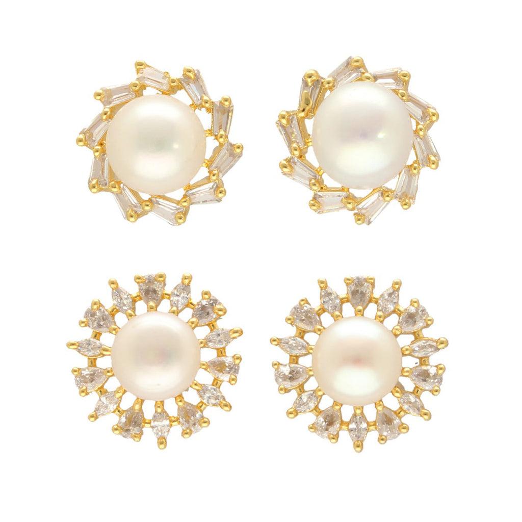J Pearls Caralin Pearl Earrings Pack 2 - Distacart