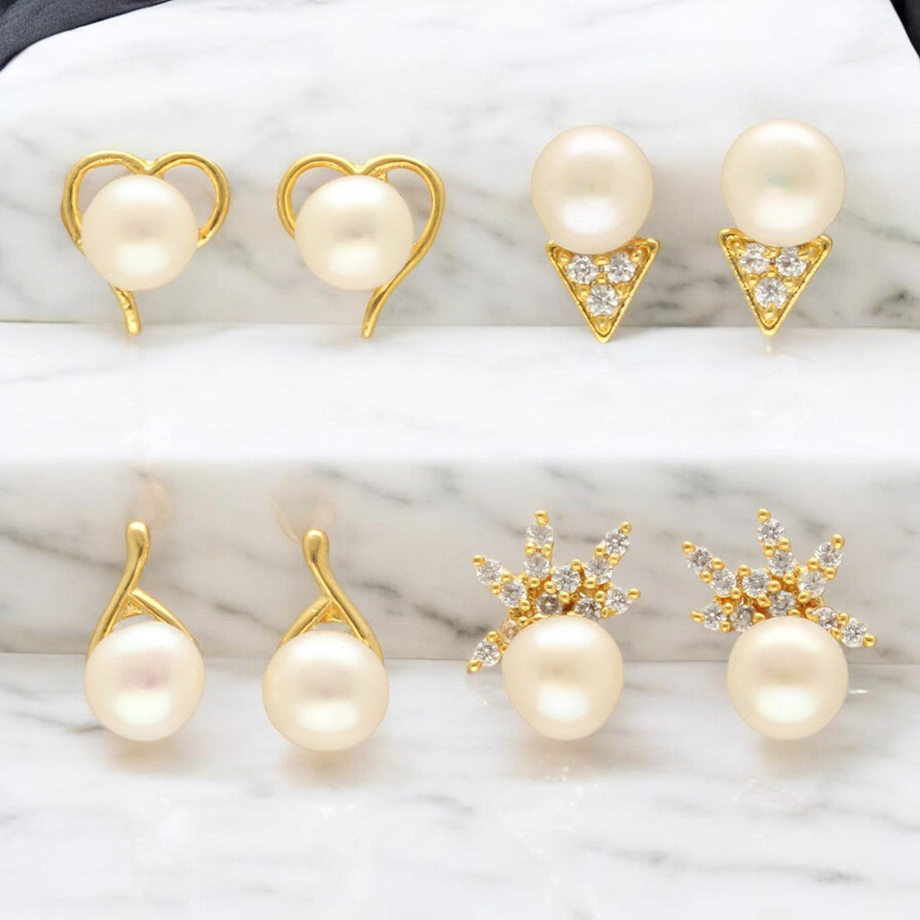J Pearls Zuri Pearl Earrings Pack 4 - Distacart