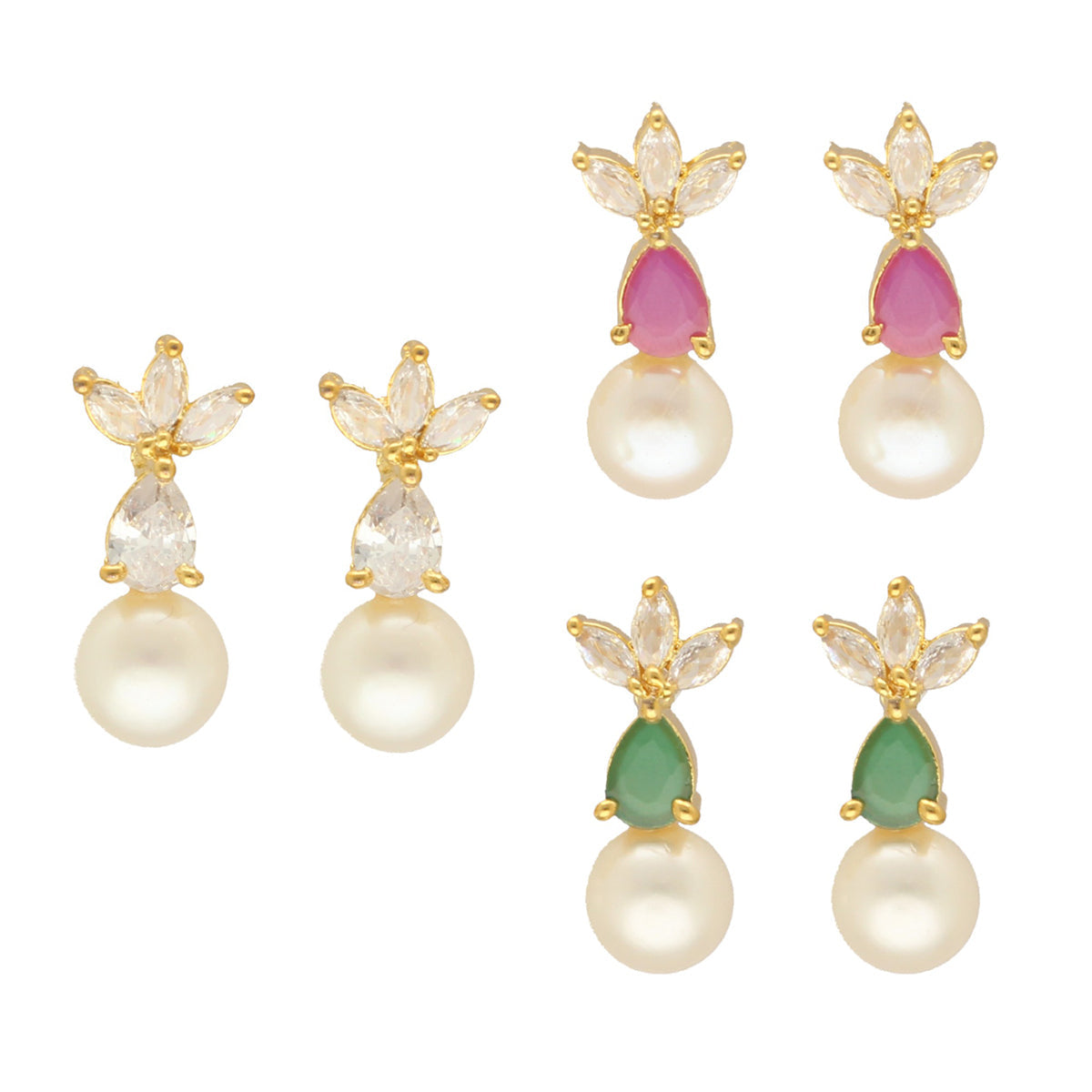 J Pearls Hansin Pearl Earrings Pack 3 - Distacart