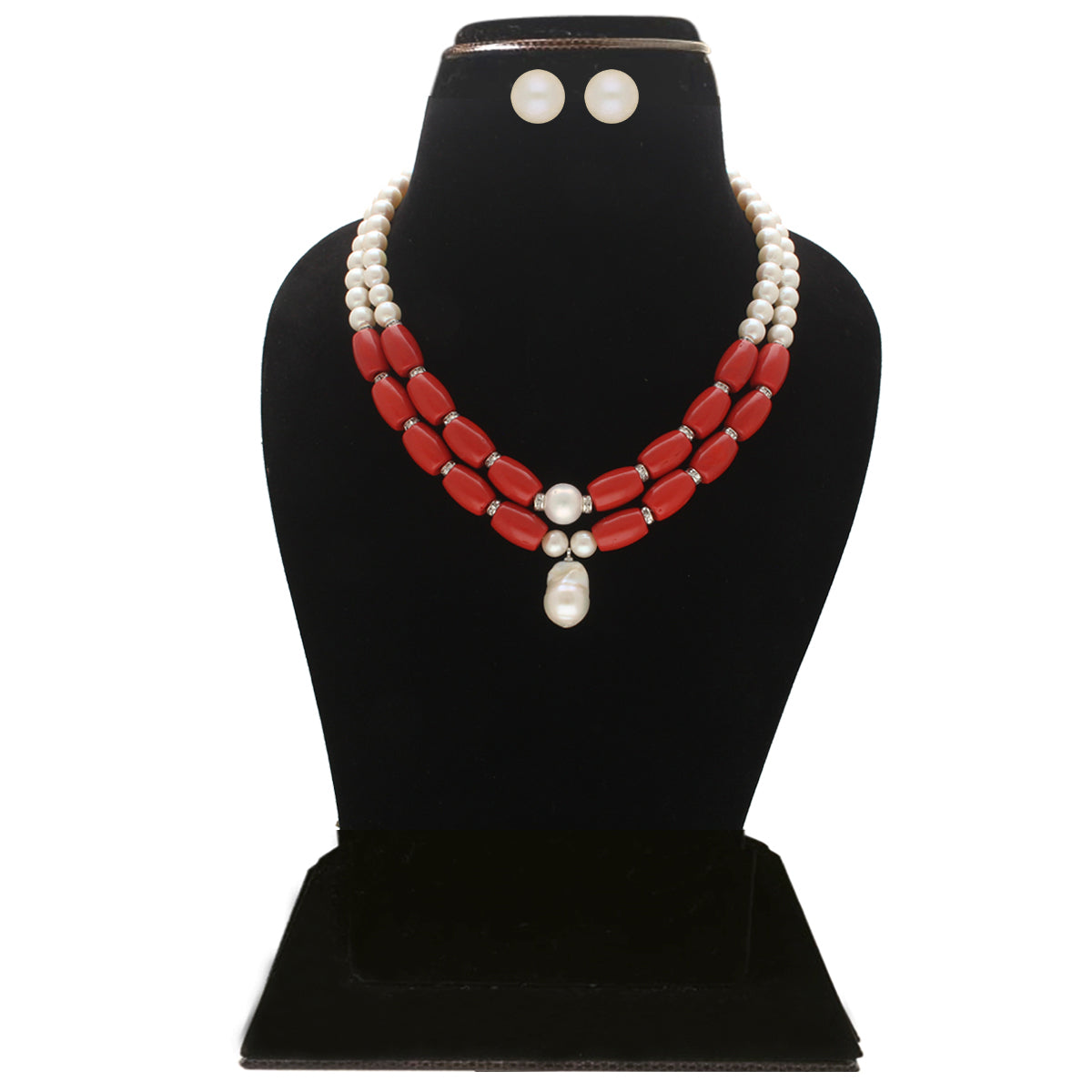 J Pearls Cherry 2 Lines Round Pearl Necklaces