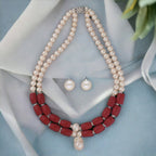 J Pearls Cherry 2 Lines Round Pearl Necklaces