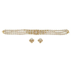 J Pearls Jasmine 3 Lines Pearl Choker Set - Distacart