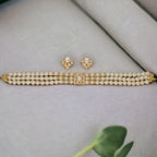 J Pearls Jasmine 3 Lines Pearl Choker Set - Distacart