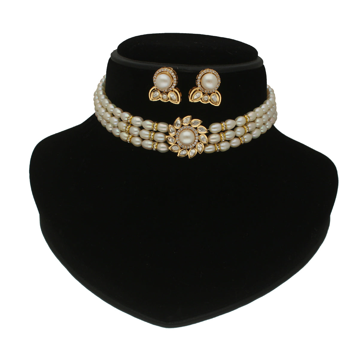 J Pearls Mahika 3 Lines Pearl Choker Set