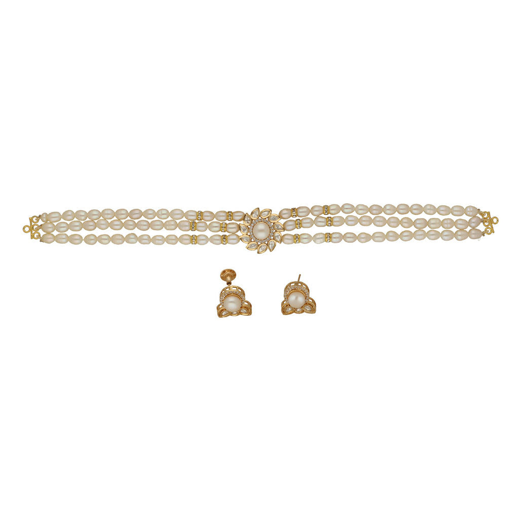 J Pearls Mahika 3 Lines Pearl Choker Set