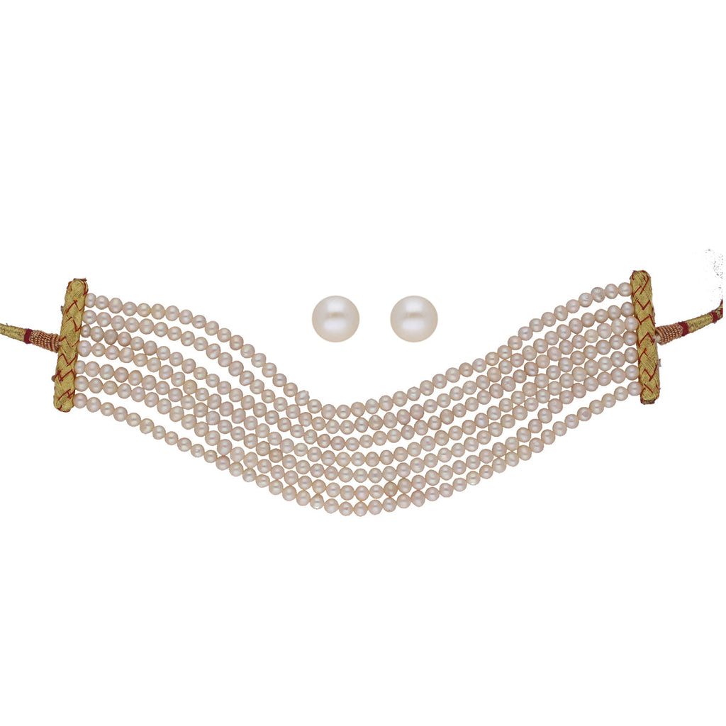 J Pearls Qiyara 7 Lines Baroque Pearl Choker Set - Distacart