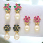 J Pearls Colourful Combo Of 3Pair Earrings - Distacart