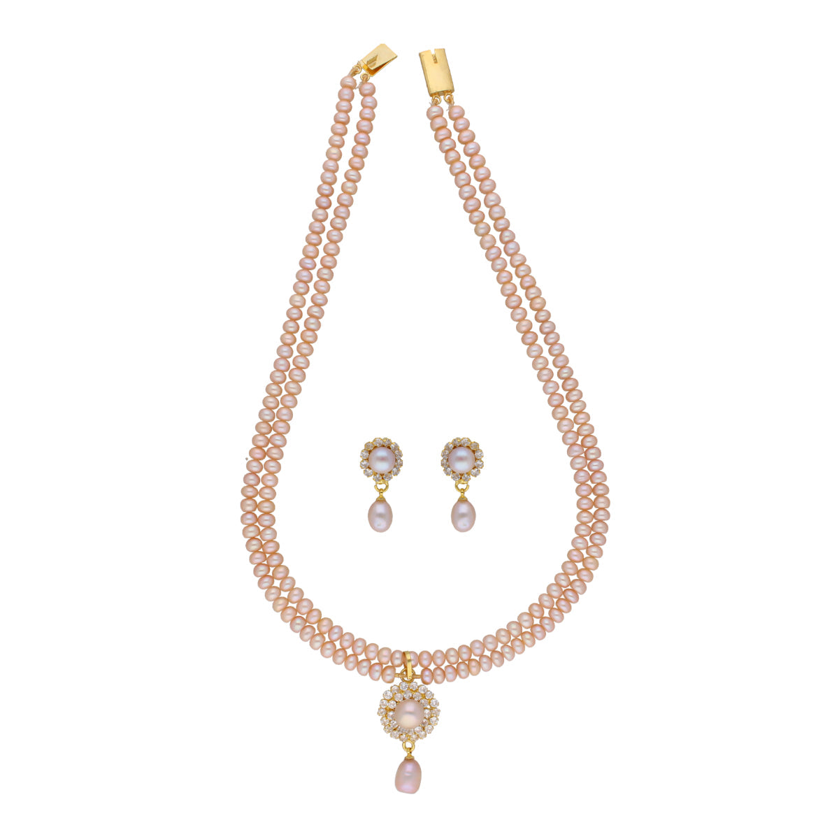J Pearls Siddhi 2 Lines Button Pearl Set - Real Pearl Jewelry - Distacart