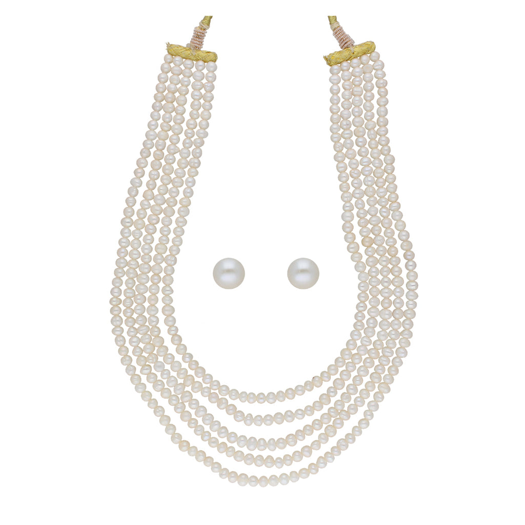 J Pearls Zara 5 Lines Pearl Necklaces - Real Pearl Jewelry - Distacart
