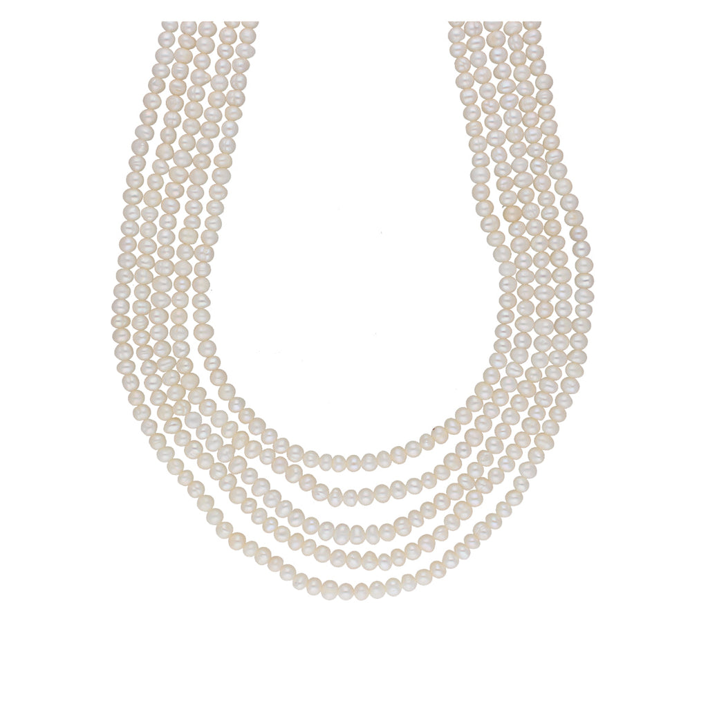 J Pearls Zara 5 Lines Pearl Necklaces - Real Pearl Jewelry - Distacart