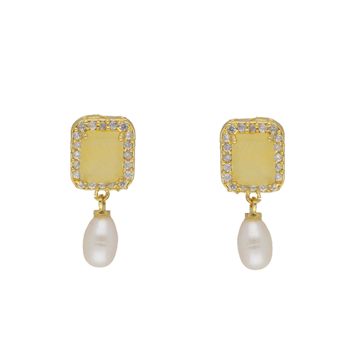 J Pearls Daksina 1 Line Square Pearl Set - Real Pearl Jewelry - Distacart