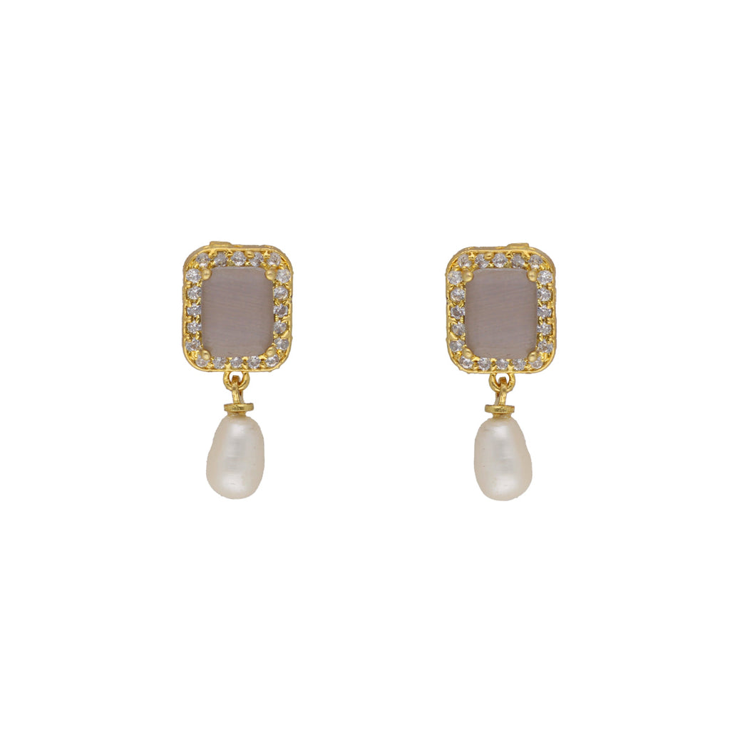J Pearls Abarna 1 Line Square Pearl Set - Real Pearl Jewelry - Distacart